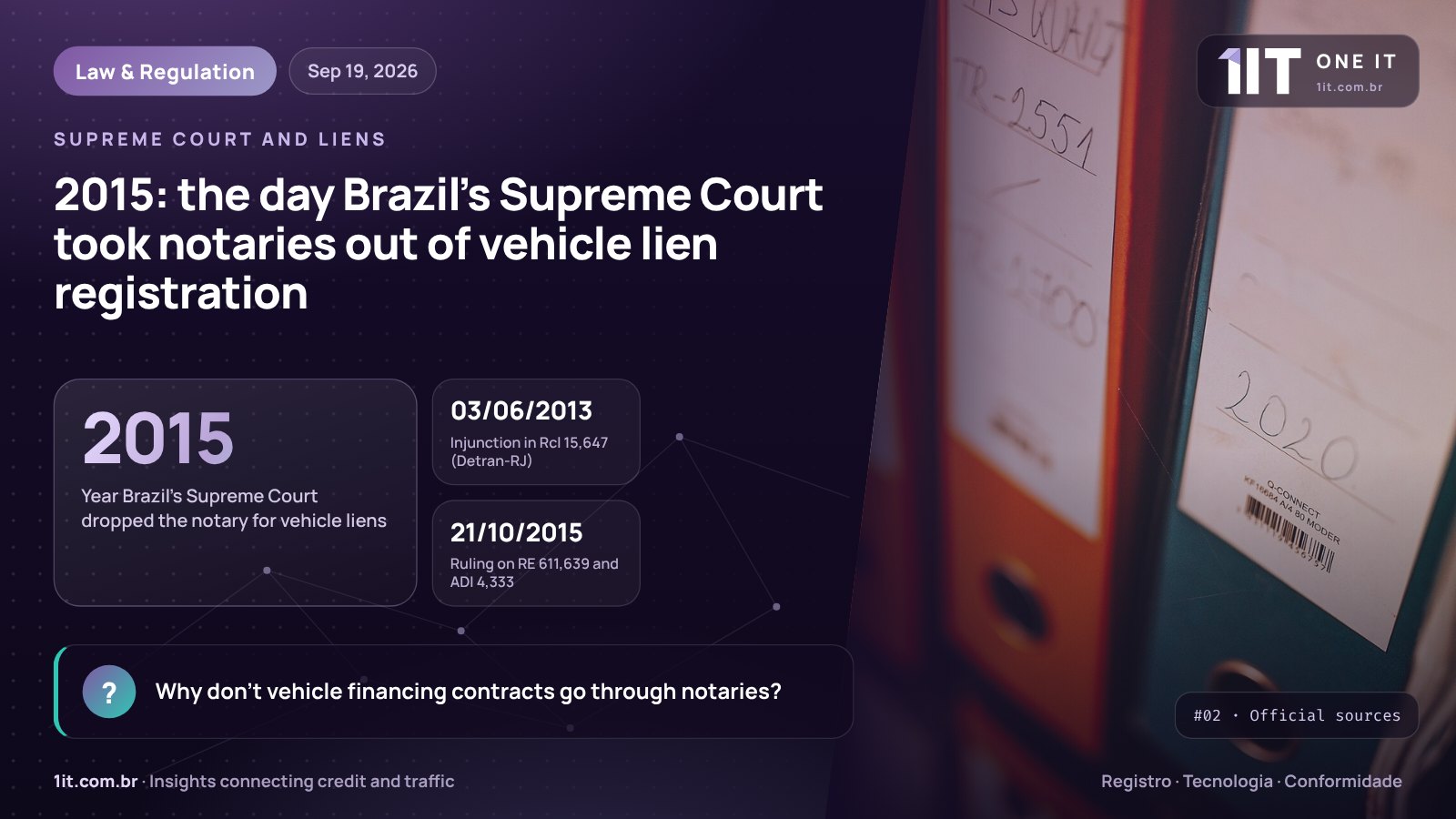 One IT infographic — 2015: the day Brazil’s Supreme Court took notaries out of vehicle lien registration