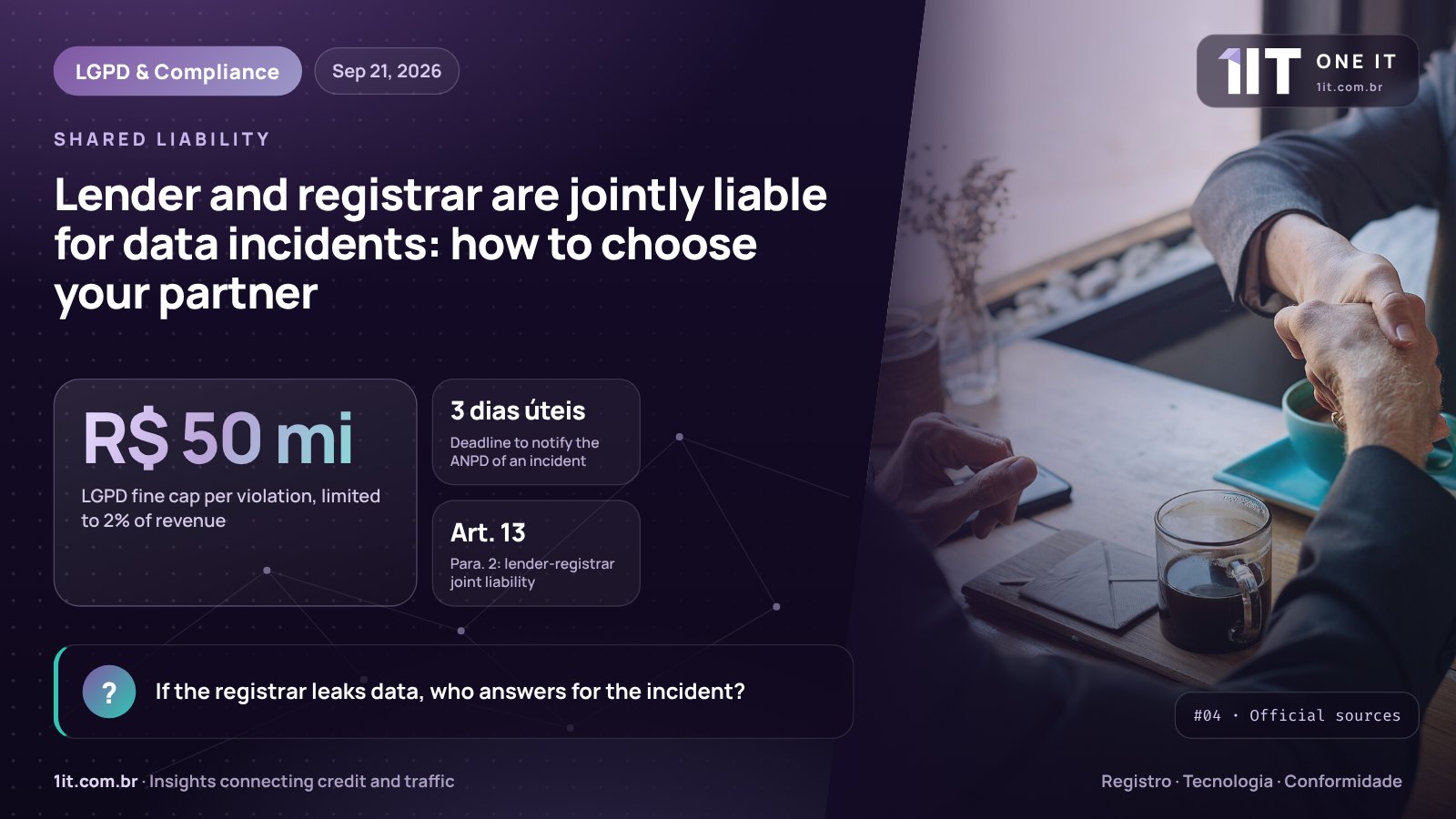 One IT infographic — Lender and registrar are jointly liable for data incidents: how to choose your partner