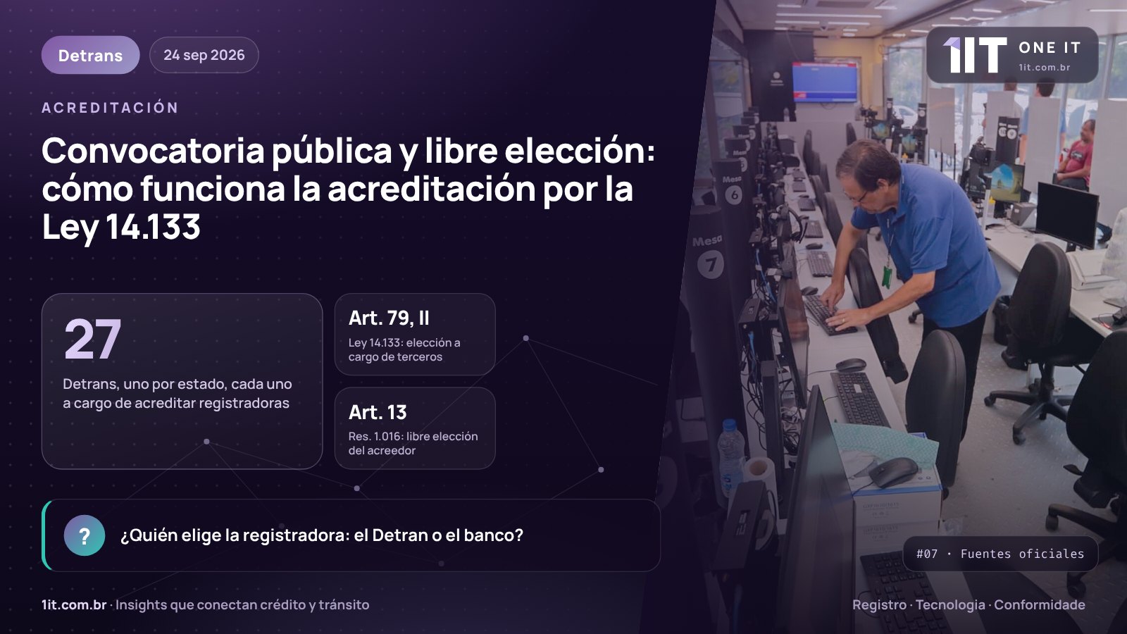 Infografía One IT — Convocatoria pública y libre elección: cómo funciona la acreditación por la Ley 14.133