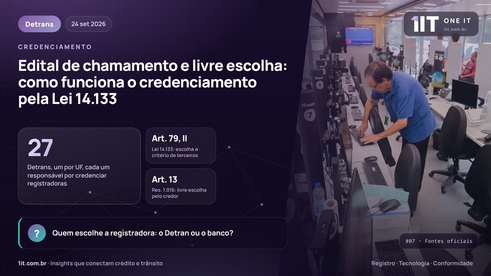 Infográfico One IT — Edital de chamamento e livre escolha: como funciona o credenciamento pela Lei 14.133
