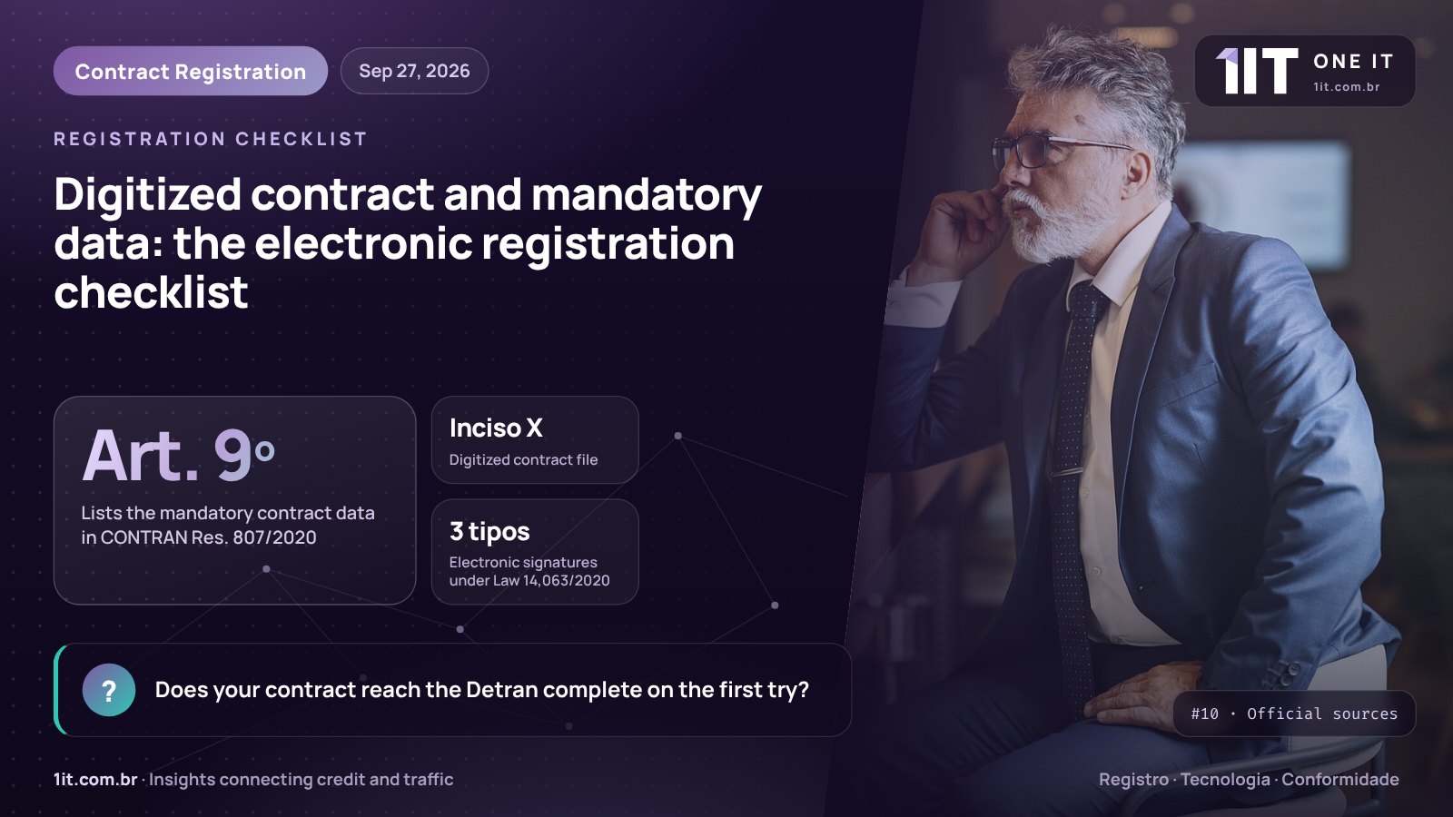 One IT infographic — Digitized contract and mandatory data: the electronic registration checklist