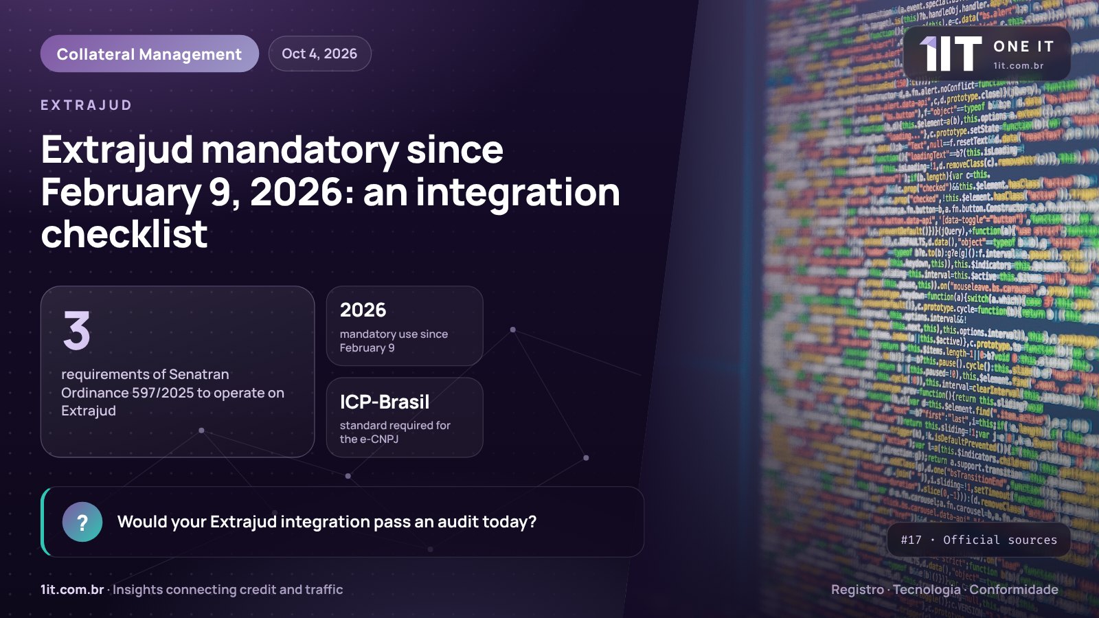 One IT infographic — Extrajud mandatory since February 9, 2026: an integration checklist