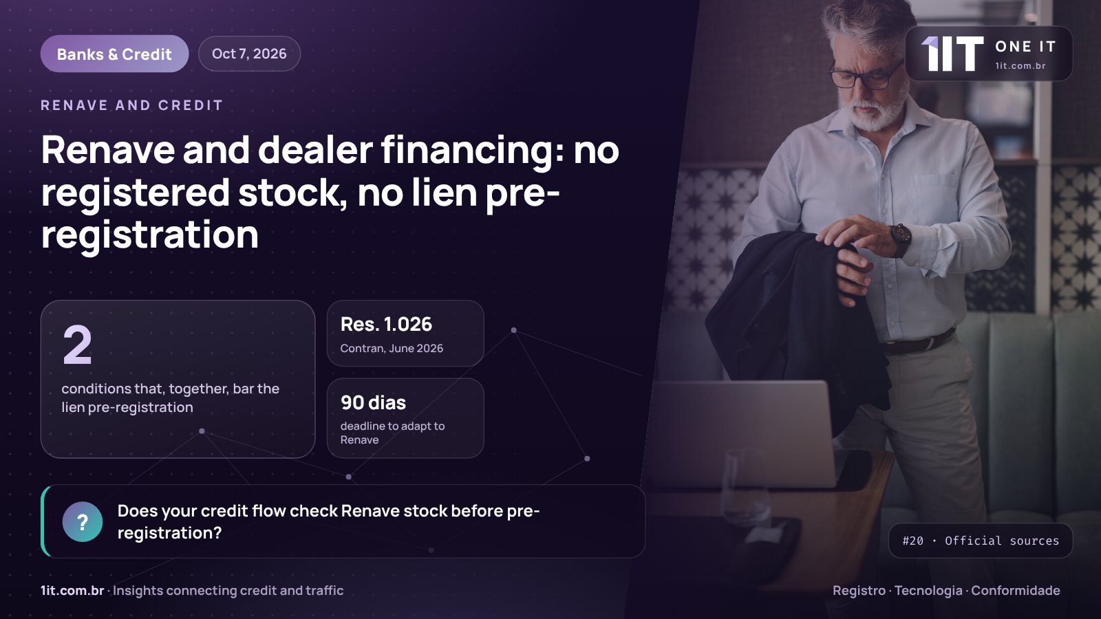 One IT infographic — Renave and dealer financing: no registered stock, no lien pre-registration