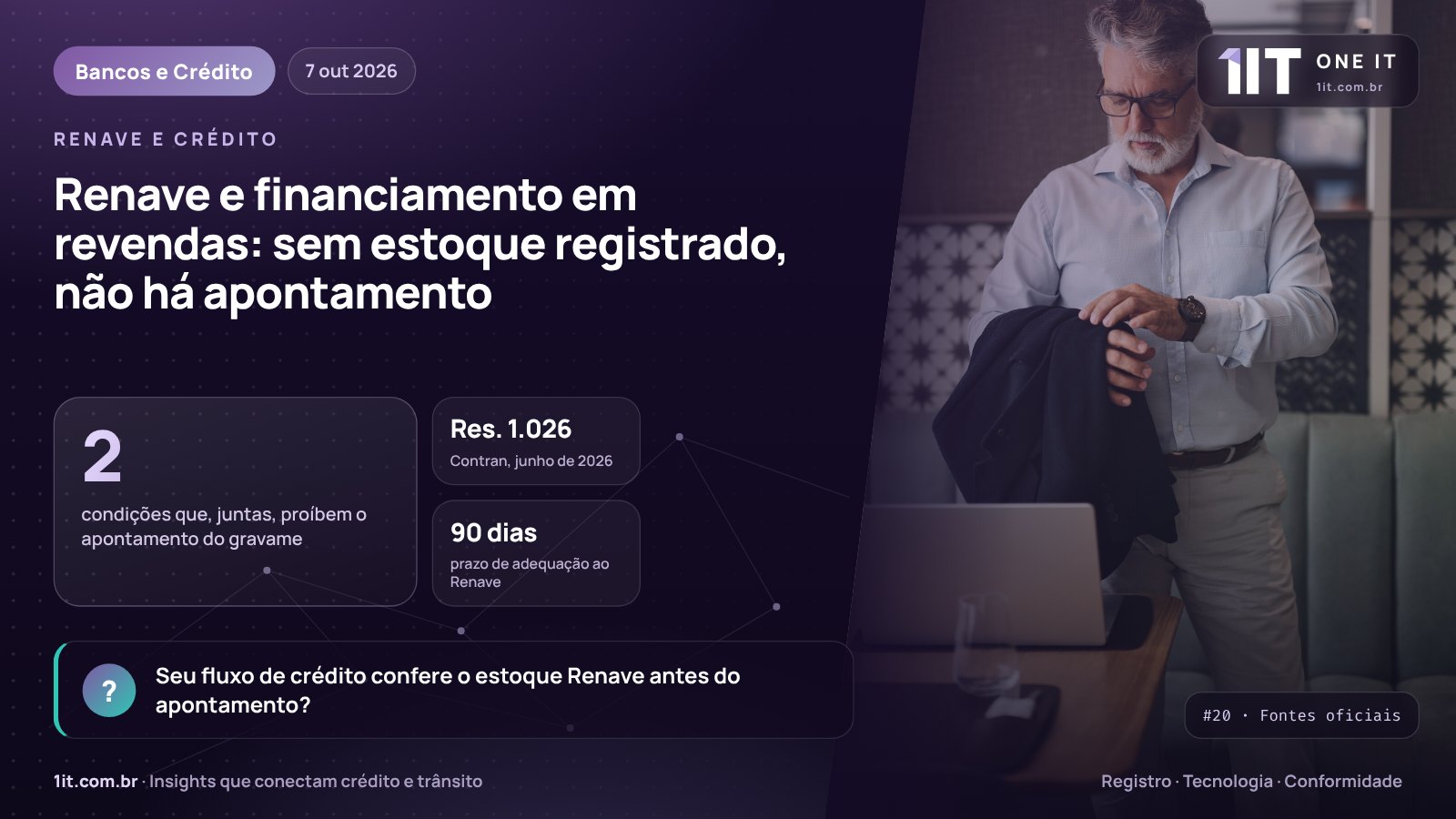 Infográfico One IT — Renave e financiamento em revendas: sem estoque registrado, não há apontamento