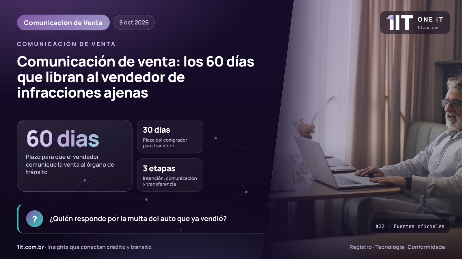 Infografía One IT — Comunicación de venta: los 60 días que libran al vendedor de infracciones ajenas