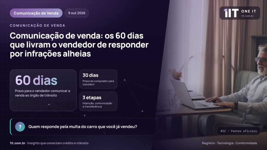 Comunicação de venda: os 60 dias que livram o vendedor de responder por infrações alheias