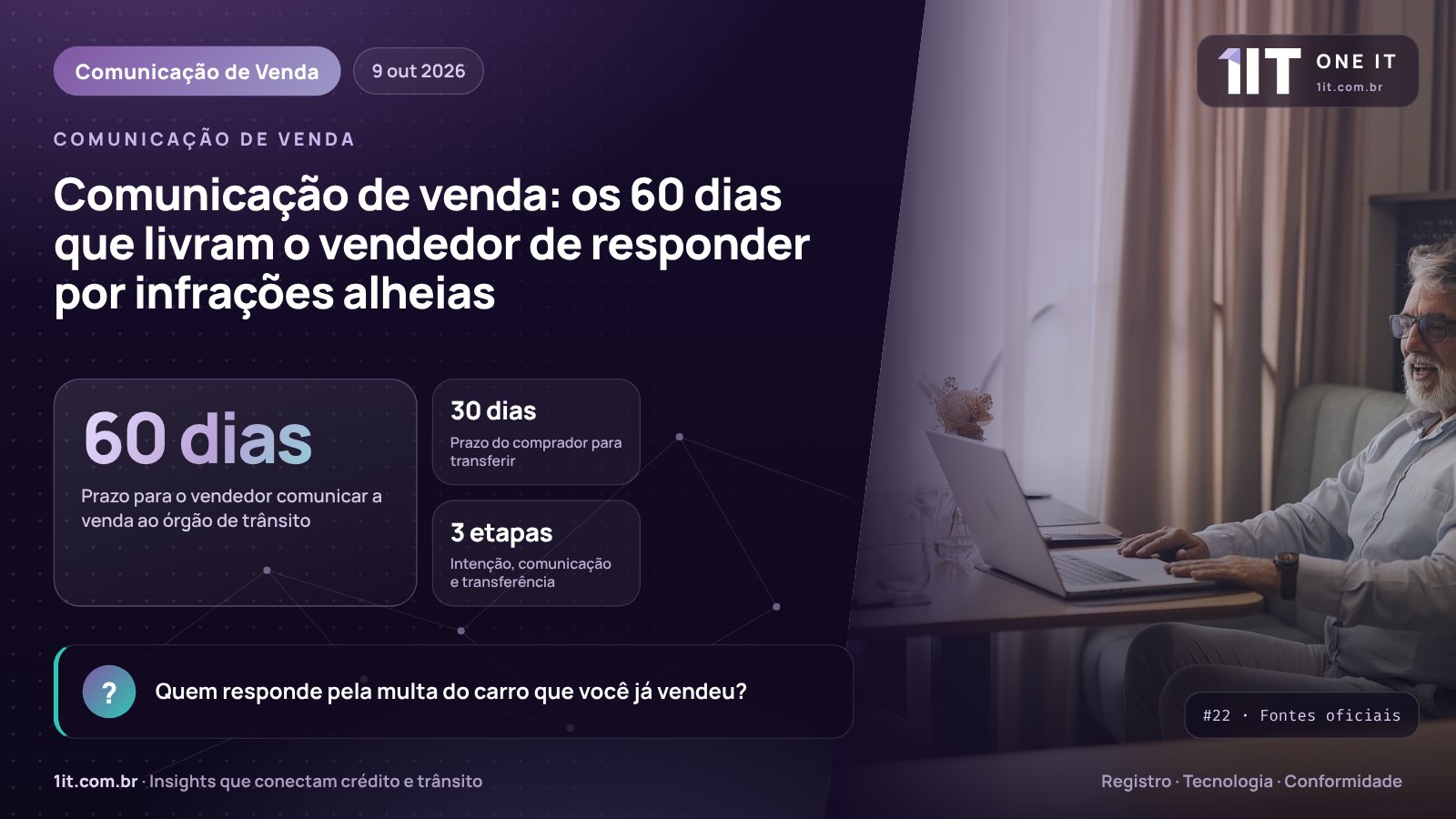 Infográfico One IT — Comunicação de venda: os 60 dias que livram o vendedor de responder por infrações alheias