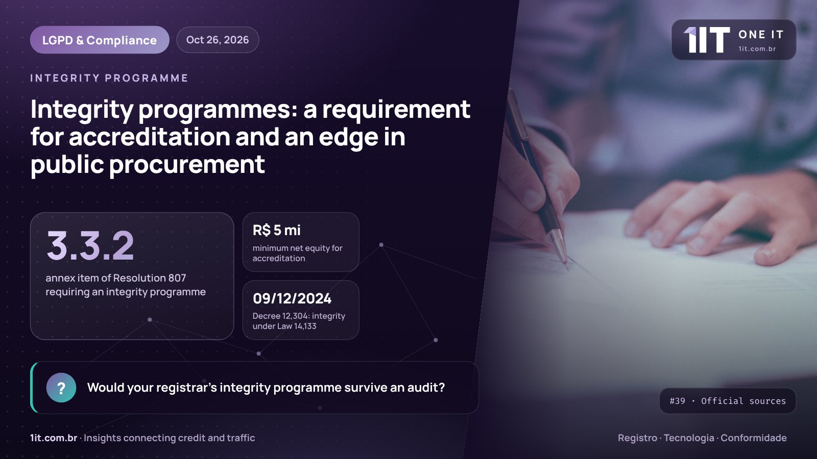 One IT infographic — Integrity programmes: a requirement for accreditation and an edge in public procurement