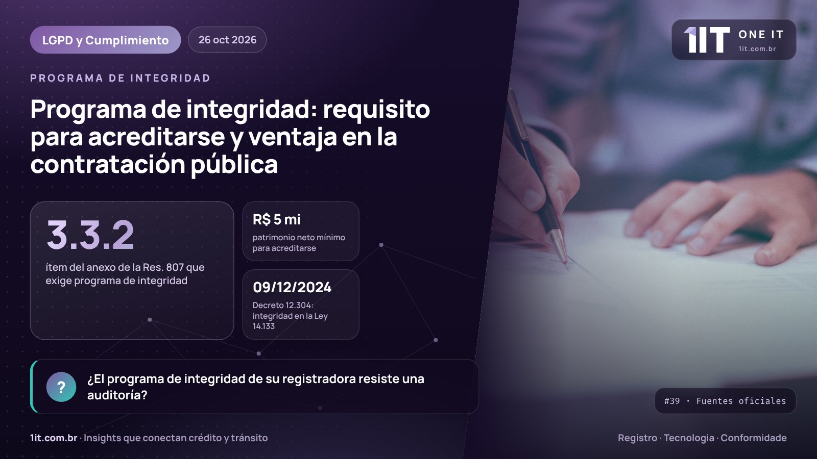 Infografía One IT — Programa de integridad: requisito para acreditarse y ventaja en la contratación pública